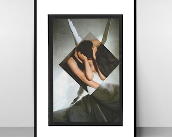 The Kiss – Contemporary poetic feminine collage art print, signed limited edition wall poster