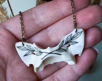 Hand-painted Red fox Atlas Vertebrae Necklace