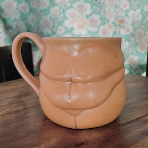 Humorous Ceramic Mug, Stoneware Fat Woman Coffee Mug, Female Butt Tea Cup, Funny Christmas Gift Ideas, 50th Birthday Gift