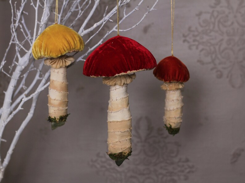 Set of 3 Colorful Mushroom Ornaments, Fairytale Decor, Mushroom Decor, Mothers Day Gift, Tree Decoration, Crystal Healing, Quartz Decor image 5