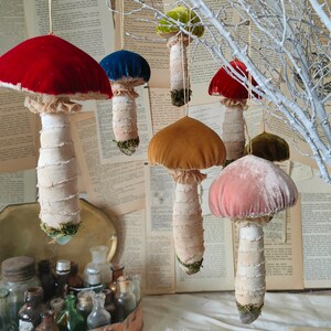 Set of 3 Colorful Mushroom Ornaments, Fairytale Decor, Mushroom Decor, Mothers Day Gift, Tree Decoration, Crystal Healing, Quartz Decor image 7