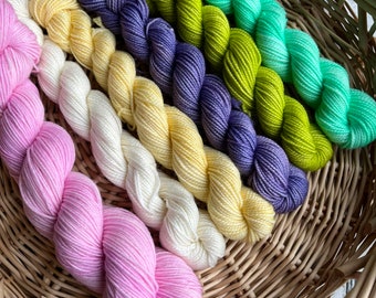 Spring Fling (pink) celebration sock set yarn  sock fingering Hand dyed yarn Gypsysoulfibers