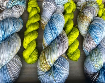 Arctic Mist sock set yarn  sock fingering Hand dyed yarn Gypsysoulfibers