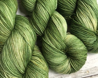Moss hand dyed yarn on swanky sock fingering 80/20 super wash merino