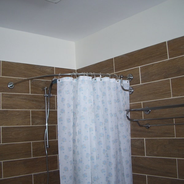 Curved Corner Shower Curtain Rod for Bathroom, Fitting and Dressing rooms, for Wall Montage
