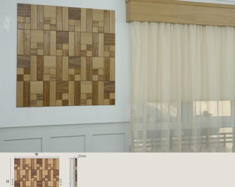 Decoratief wandpaneel, plaattype #2, MDF-combinatie met 2 soorten natuurlijke fineer (eiken en walnoot), verkrijgbaar in diverse maten.