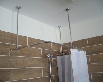 U Shaped Shower Curtain Rod for Bathroom, Fitting and Dressing room for Ceiling Mounting at Custom Size