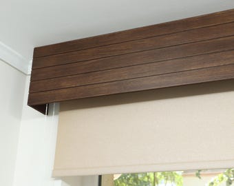 Window Valance, Cornice Board, Pelmet Box- Veneered MDF OAK Mod. 105, Ceiling Montage and Many Colors Finishes
