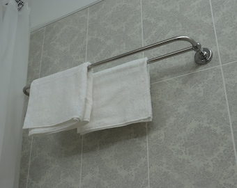 U Shaped Shower Towel Rack and Hanger, Double Rod- 16 millimeters thick