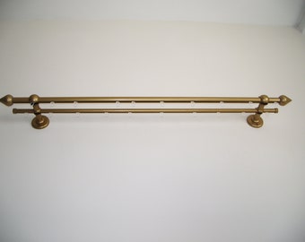 Double Curtain Rail Different Pipes for Window with Rollers, Double Wall Brackets and Bell Ends