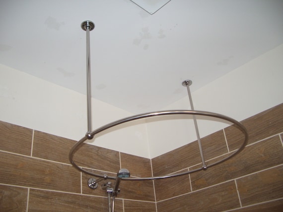 Barra de cortina de ducha en forma de círculo de 360 grados para baño,  montaje y vestidor con soportes de pared -  México