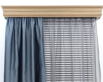 Cornisa y riel para ventana doble, cenefa de madera con riel, cornisa rústica, tablero de cornisa, montaje en pared y muchos colores
