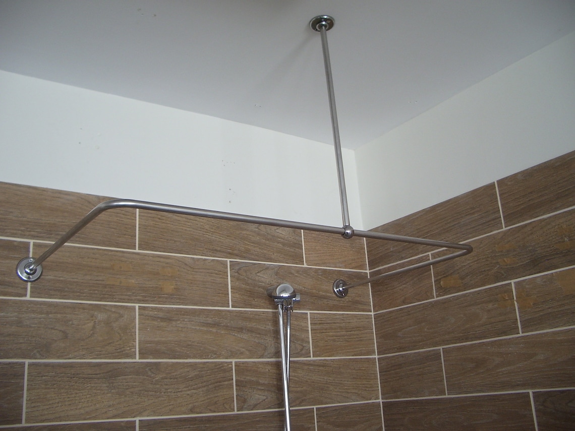 U Shaped Shower Curtain Rod for Bathroom Fitting and Dressing Etsy Canada