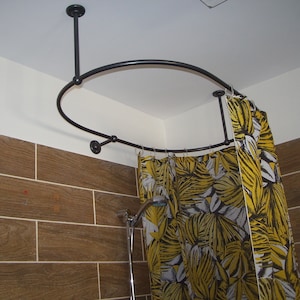 Oval Shaped 360 degrees Shower Curtain Rod for Bathroom, Fitting and Dressing room with Ceiling & Wall Brackets at Custom Size
