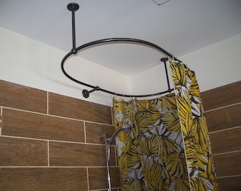 Oval Shaped 360 degrees Shower Curtain Rod for Bathroom, Fitting and Dressing room with Ceiling & Wall Brackets at Custom Size