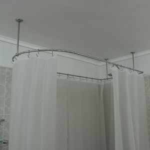 Tringle à rideau de douche semi-ovale et carrée à 360 degrés pour salle de bain, essayage et dressing avec supports de plafond à taille personnalisée image 3