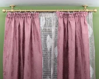 Double Curtain Rod & Rail with Different Pipes for Window, Steel Rings and Hooks, Rollers, Double Curved Ceiling Brackets and Ball Ends