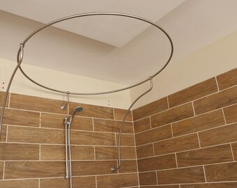 Asta curva per tenda da doccia, regolabile, 101,6-182,9 cm, extra larga, curva per bagno, asta da doccia antiruggine, asta curva in acciaio inox per doccia, vasca da bagno, bronzo