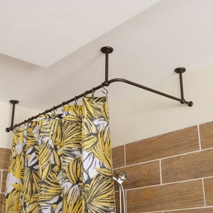 L- Shaped Corner Shower Curtain Rod for Bathroom, Fitting and Dressing room for Ceiling Montage with Custom Size