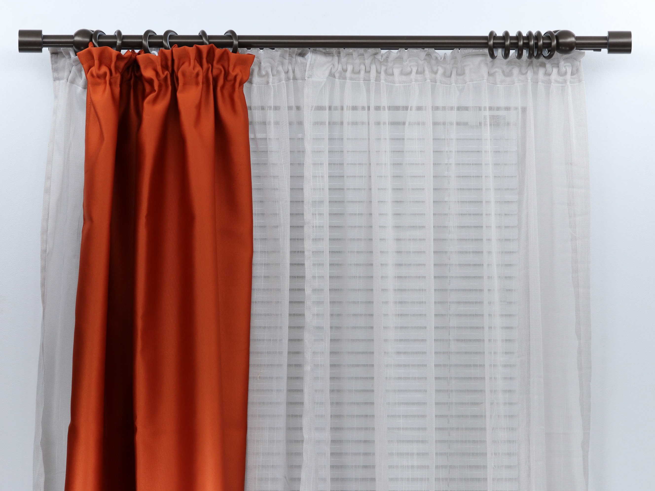 DOUBLE CURTAIN ダブルカーテン 100x178cm Double Curtain Rod & Rail With Different Pipes for Window, Steel