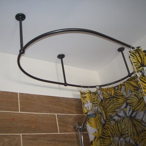 Oval Shaped 360 degrees Shower Curtain Rod for Bathroom, Fitting and Dressing room with Ceiling Brackets at Custom Size image 1