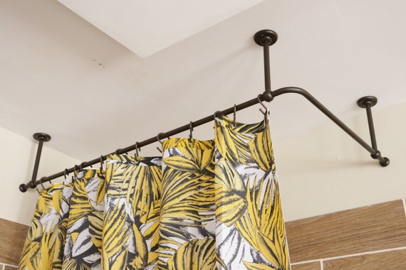 Barra de cortina de ducha de esquina en forma de L para baño, montaje y  vestidor para montaje en techo con tamaño personalizado -  México