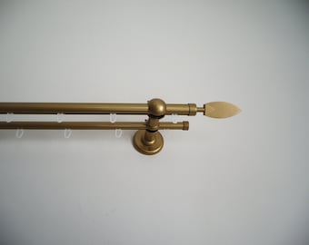 Double Curtain Rail Different Pipes for Window with Rollers, Double Wall Brackets and Spear Ends