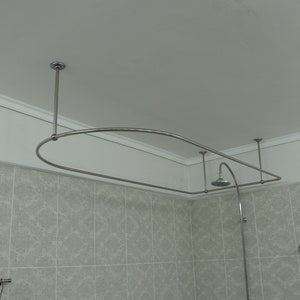 Tringle à rideau de douche semi-ovale et carrée à 360 degrés pour salle de bain, essayage et dressing avec supports de plafond à taille personnalisée image 6