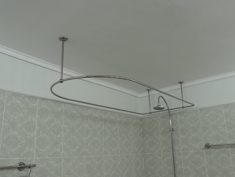 Tringle à rideau de douche semi-ovale et carrée à 360 degrés pour salle de bain, essayage et dressing avec supports de plafond à taille personnalisée image 6