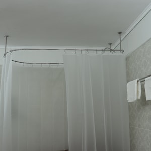 Tringle à rideau de douche semi-ovale et carrée à 360 degrés pour salle de bain, essayage et dressing avec supports de plafond à taille personnalisée image 4
