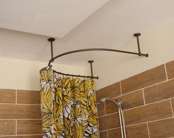 U-Shaped Oval 180 degrees Shower Curtain Rod for Bathroom, Fitting and Dressing room for Ceiling Installation