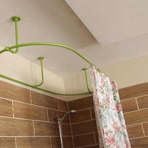 Oval Shaped 360 degrees Shower Curtain Rod for Bathroom, Fitting and Dressing room with Curved Ceiling Brackets at Custom Size
