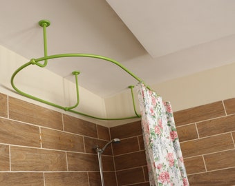 Oval Shaped 360 degrees Shower Curtain Rod for Bathroom, Fitting and Dressing room with Curved Ceiling Brackets at Custom Size