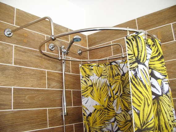 Barra de cortina de ducha de esquina en forma de L para baño, accesorio y  vestidor para montaje de pared y techo con tamaño personalizado -   España