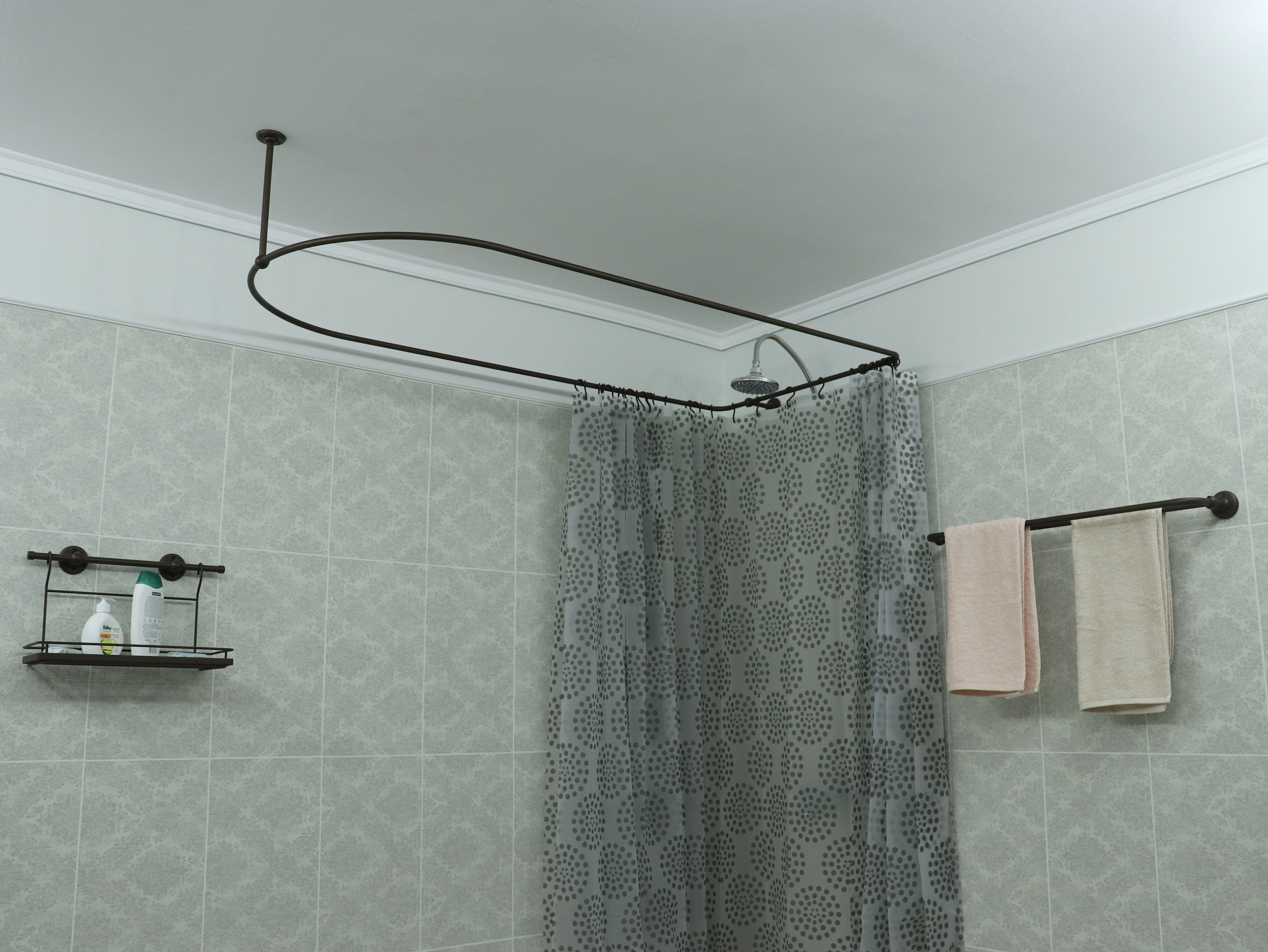 Mirooyu Asta Per Tenda Doccia Angolare A Forma Di Diamante Regolabile – Acciaio Inox, 12 Ganci Inclusi E Supporto A Soffitto (Lati: 55-88 Cm, Centrale: 71 O 110 Cm)