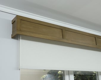 Window Valance, Cornice Board, Pelmet Box- Veneered MDF OAK Mod. 110, Wall Montage and Many Colors Finishes