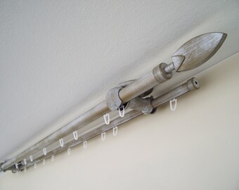 Double Curtain Rail with Different Pipes for Window with Rollers, Double Brackets near the Ceiling and Spear Ends