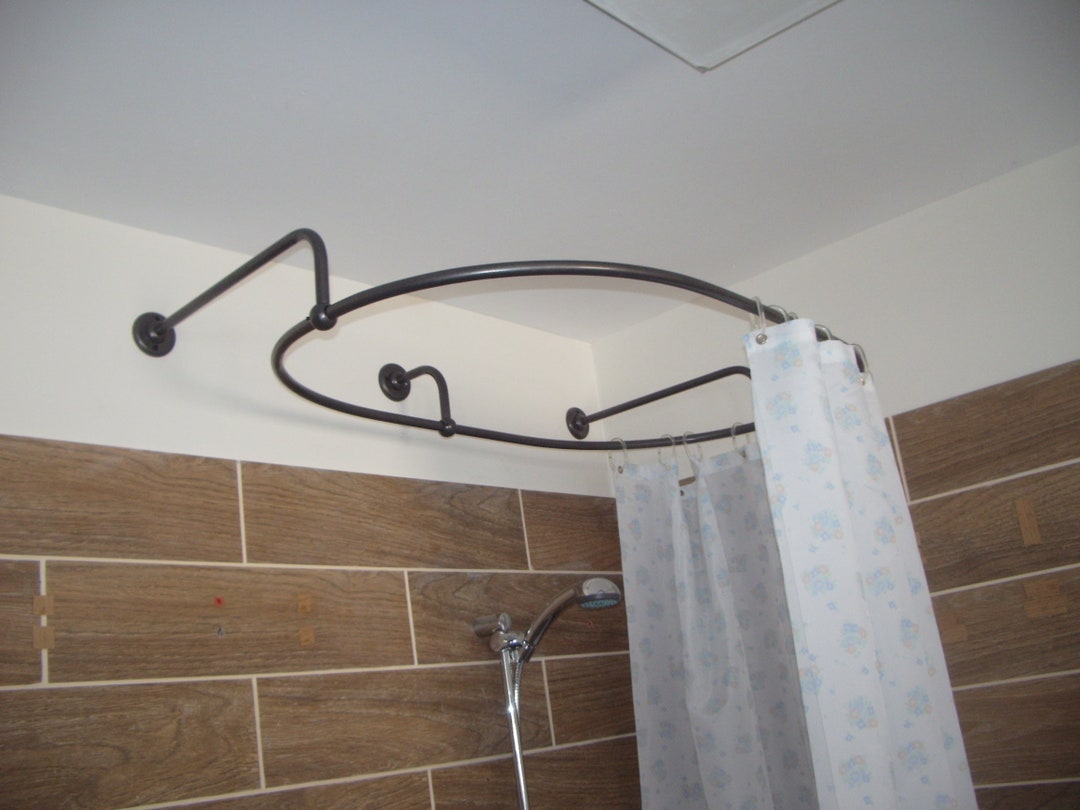 Oval Shaped 360 Degrees Shower Curtain Rod for Bathroom, Fitting and