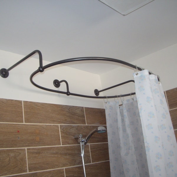 Oval Shaped 360 degrees Shower Curtain Rod for Bathroom, Fitting and Dressing room with Wall Brackets at Custom Size