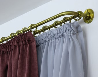 Double Blackout Curtain Rod(16 mm), French Style Finish for Window with Steel Rings Hooks, Wall Mounting