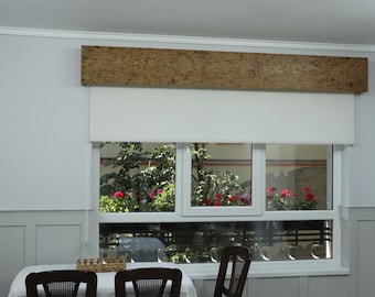 Rustic Window Valance, Cornice Board, Pelmet Box, Curtain Box- Veneered MDF OAK Mod. 201 Burnt Wood Design, Wall Montage