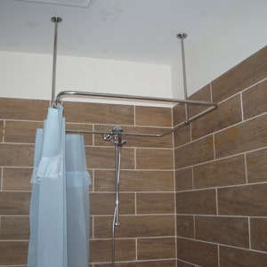 Square Shaped 360 degrees Shower Curtain Rod for Bathroom, Fitting and Dressing room with Wall & Ceiling Brackets