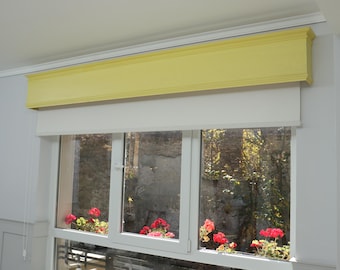 Window Valance, Cornice Board, Pelmet Box- Veneered MDF OAK Mod. 888, Wall Montage and Many Colors Finishes