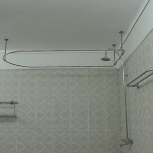 Tringle à rideau de douche semi-ovale et carrée à 360 degrés pour salle de bain, essayage et dressing avec supports de plafond à taille personnalisée image 7