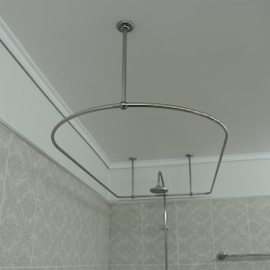 Tringle à rideau de douche semi-ovale et carrée à 360 degrés pour salle de bain, essayage et dressing avec supports de plafond à taille personnalisée image 5