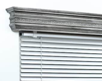 Window Valance Cornice Board, Pelmet Box Wooden Mod. 7, Wall Montage, Many Antique Colors