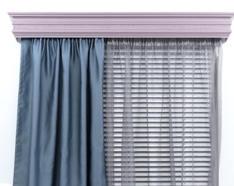 Double Window Cornice & Rail, Wooden Window Valance with Rail, Farmhouse Cornice, Cornice Board, Wall Montage, Color by Benjamin Moore