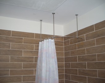 Curved Corner Shower Curtain Rod for Bathroom, Fitting and Dressing rooms, for Ceiling Installation