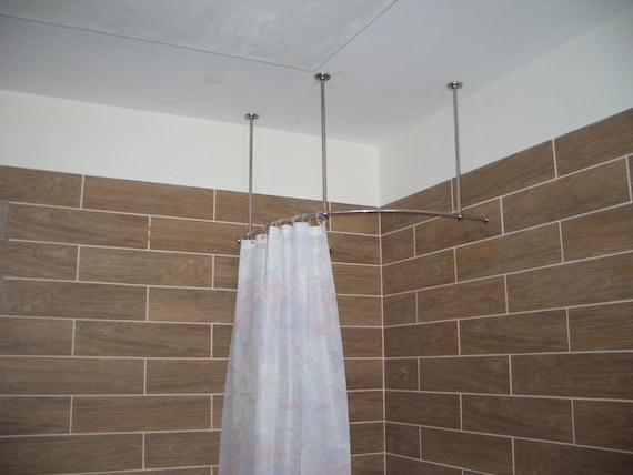 Barra de ducha resistente, barra de cortina de ducha industrial montada en  la pared para baño, armario, divisor de habitación, patio al aire libre