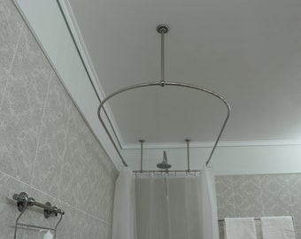 Tringle à rideau de douche semi-ovale et carrée à 360 degrés pour salle de bain, essayage et dressing avec supports de plafond à taille personnalisée